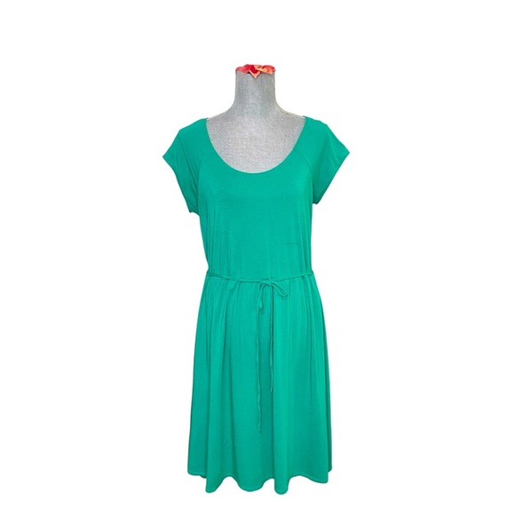 Garnet Hill Dress-Women Sz 14-Green Cotton/ Modal-Cap Sleeve - Picture 1 of 11